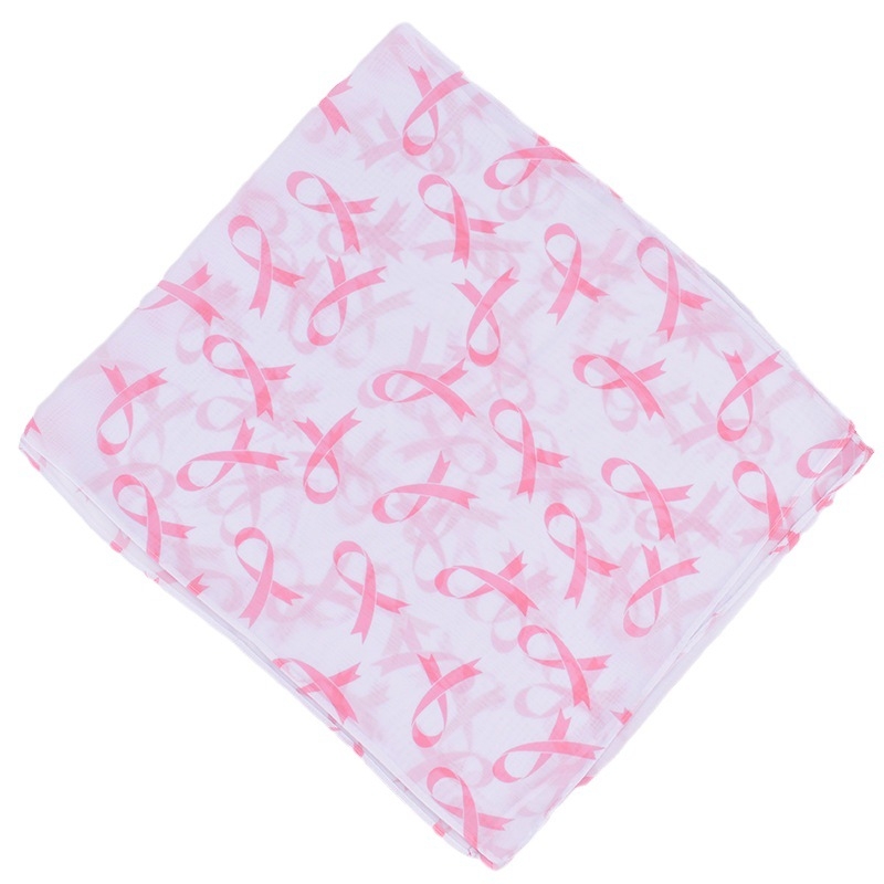 Șal din chiffon pentru femei, cu imprimeu cu fundă, ușor și respirabil, 150×35 cm, 100% poliester