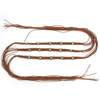 Șnur împletit manual din sfoară cerată cu mărgele, curea decorativă, design original, curea multifuncțională din sfoară, bandă pentru pălărie și accesorii vestimentare
