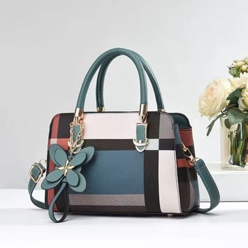 Geantă de damă din PU cu design color-block, capacitate mare, mărime medie, curesă de umăr, stil urban minimalist, închidere cu fermoar, căptușeală poliester.