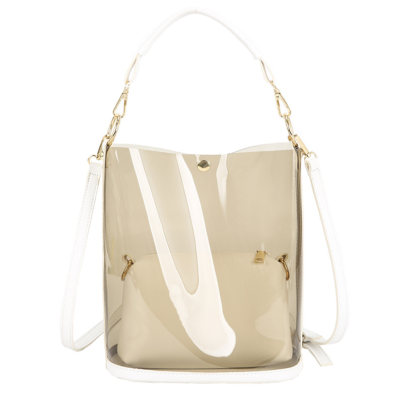 Geantă bucket PU Demo Bird, medie, design transparent cu efect laser, purtată pe umăr sau crossbody