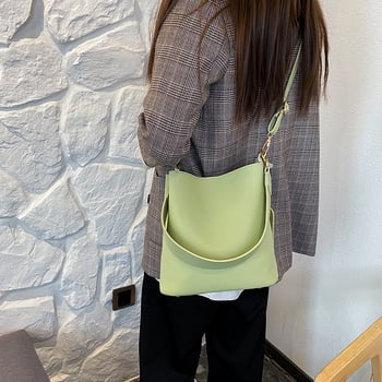 Geantă bucket PU pentru femei, pentru umăr și crossbody, capacitate mare, stil retro urban.