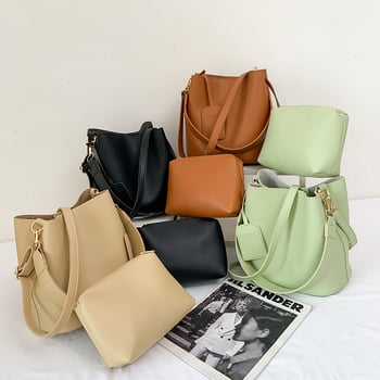 Geantă bucket PU pentru femei, pentru umăr și crossbody, capacitate mare, stil retro urban.