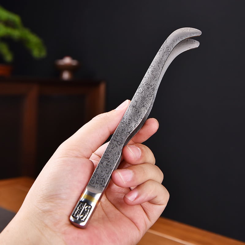 Clește pentru ceai din oțel inoxidabil 316, grosime dublă – accesorii pentru ceremonia Kung Fu a ceaiului, clește metalic pentru ceașcă, protecție împotriva arsurilor