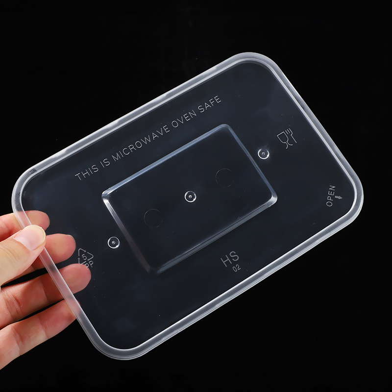 Cutie de mâncare cu două compartimente, de unică folosință, pentru takeout, din plastic transparent, rezistent, de calitate alimentară, cu capac