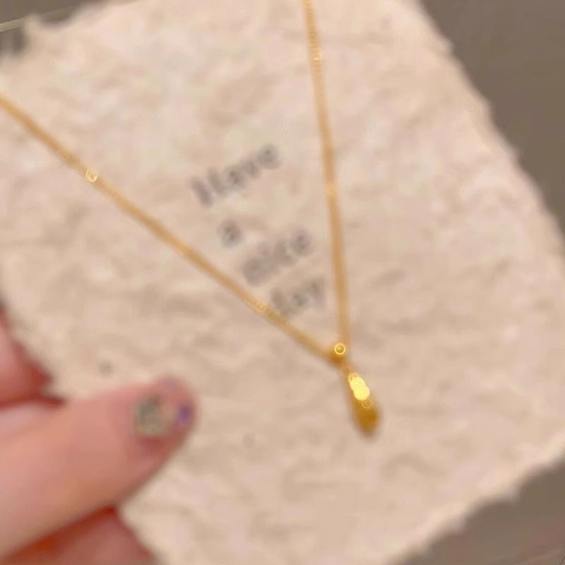 Colier teardrop în tonuri aurii pentru femei - Vintage, primăvara 2025, lux ușor, lanț versatil pentru pulover, accesoriu delicat