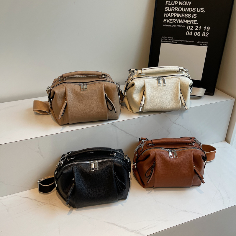 Geantă de damă din PU, capacitate mare, cu curea de umăr și crossbody, formă pătrată orizontală, închidere cu fermoar, Primăvara 2025