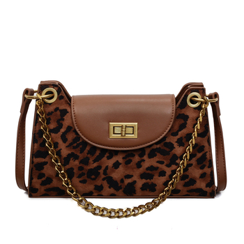 Geantă baguette leopard pentru femei, toamnă 2025, lux ușor, contrast de culori, geantă crossbody