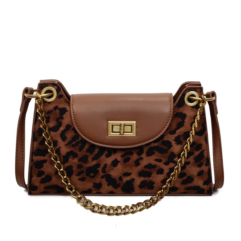 Geantă baguette leopard pentru femei, toamnă 2025, lux ușor, contrast de culori, geantă crossbody
