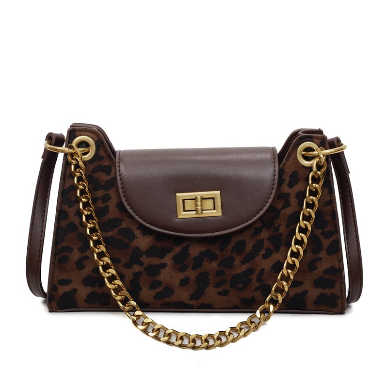 Geantă baguette leopard pentru femei, toamnă 2025, lux ușor, contrast de culori, geantă crossbody