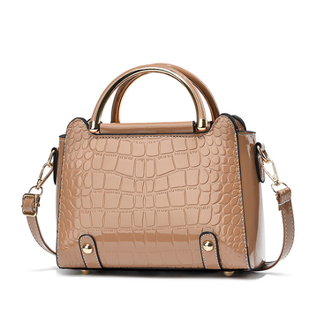 Geantă mică pătrată cu imprimeu crocodil, piele PU uni, geantă de umăr și crossbody, căptușeală din nylon, buzunar cu fermoar