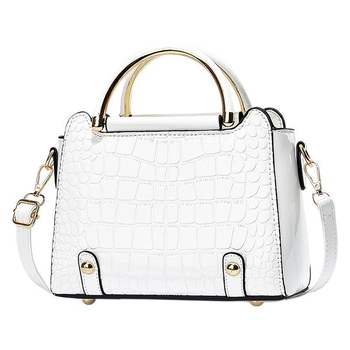 Geantă mică pătrată cu imprimeu crocodil, piele PU uni, geantă de umăr și crossbody, căptușeală din nylon, buzunar cu fermoar