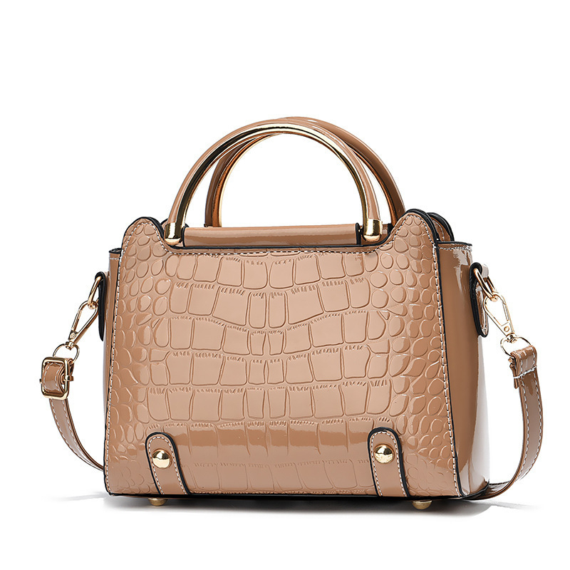 Geantă mică pătrată cu imprimeu crocodil, piele PU uni, geantă de umăr și crossbody, căptușeală din nylon, buzunar cu fermoar