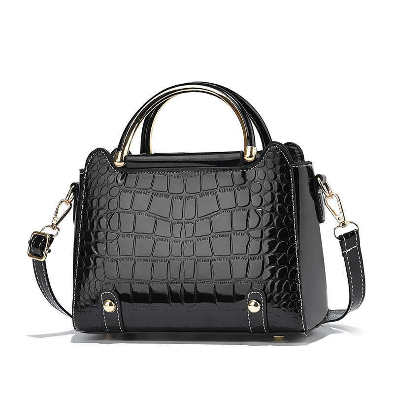 Geantă mică pătrată cu imprimeu crocodil, piele PU uni, geantă de umăr și crossbody, căptușeală din nylon, buzunar cu fermoar