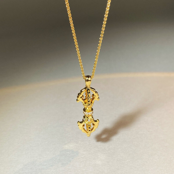 Colier Vajra, pandant placat cu aur 18K, cu diamante, nuanță aurie, stil chinezesc