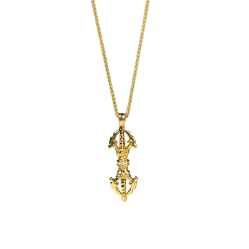 Colier Vajra, pandant placat cu aur 18K, cu diamante, nuanță aurie, stil chinezesc