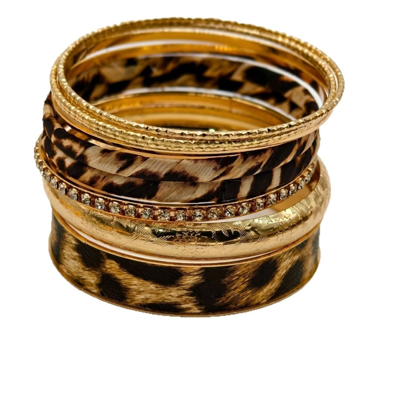 Brățară vintage cu imprimeu leopard, set pentru încheietură, multistrat, stil european-american, pentru femei