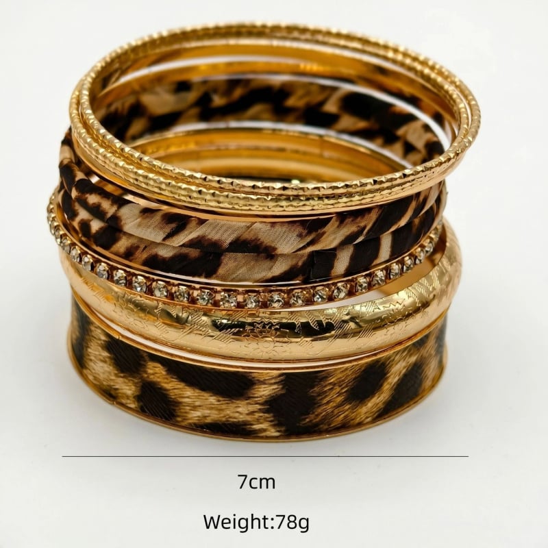 Brățară vintage cu imprimeu leopard, set pentru încheietură, multistrat, stil european-american, pentru femei