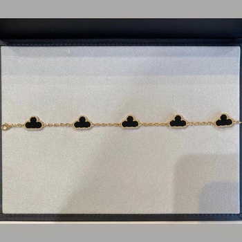 Brățară pentru femei din carnelian 18K, cu trifoi cu patru foi și floare cu cinci petale, design minimalist îngroșat