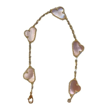 Brățară pentru femei din carnelian 18K, cu trifoi cu patru foi și floare cu cinci petale, design minimalist îngroșat