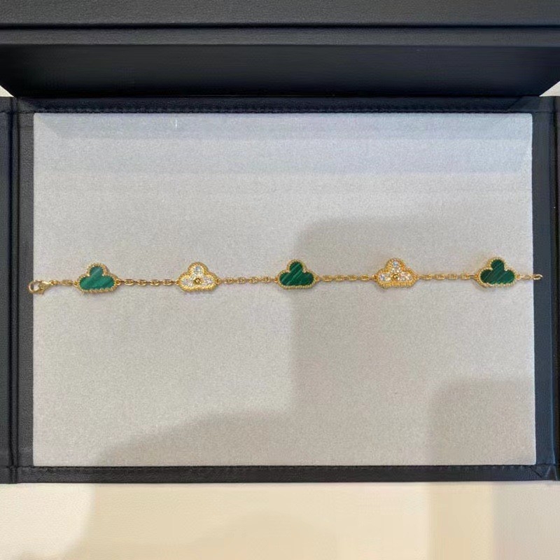 Brățară pentru femei din carnelian 18K, cu trifoi cu patru foi și floare cu cinci petale, design minimalist îngroșat