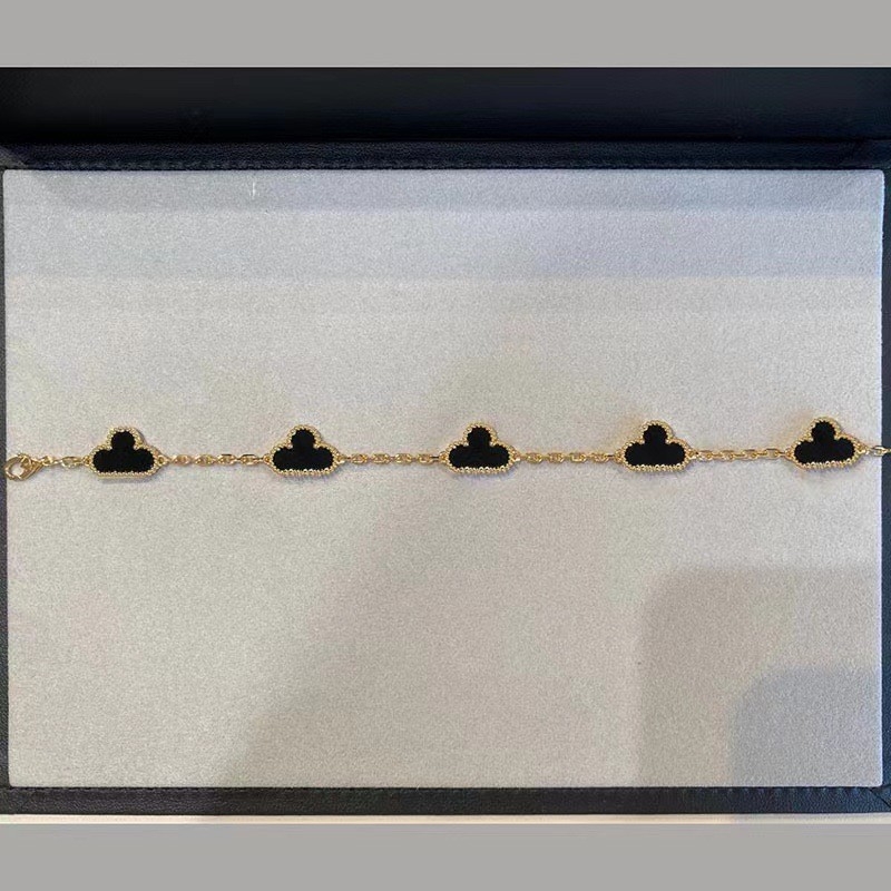 Brățară pentru femei din carnelian 18K, cu trifoi cu patru foi și floare cu cinci petale, design minimalist îngroșat