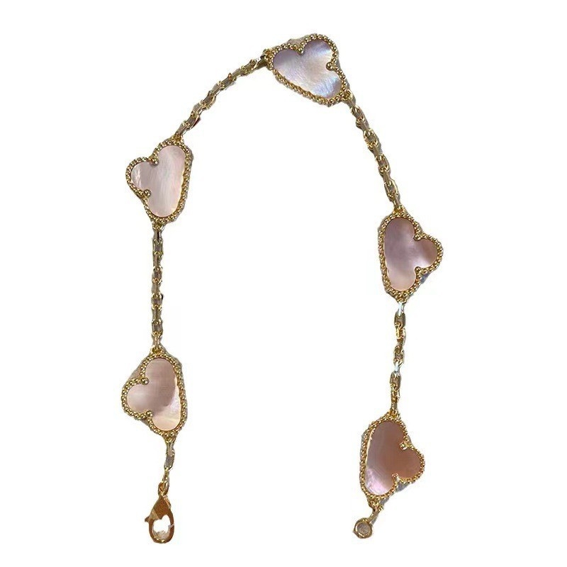 Brățară pentru femei din carnelian 18K, cu trifoi cu patru foi și floare cu cinci petale, design minimalist îngroșat