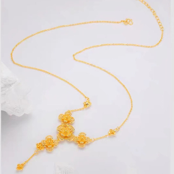 Colier placat cu aur, floare de prun și efect zăpadă, lanț pentru claviculă elegant, design floral minimalist