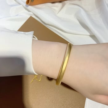 Brățară pentru femei din alamă, gravură Sutra inimii, finisaj mat, placare aur 24K imitata, culoare durabilă