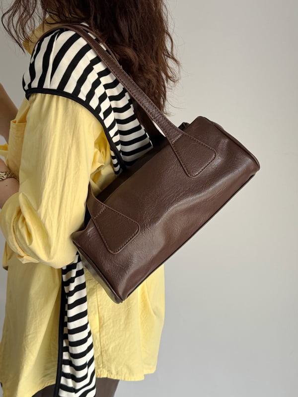 Geantă de umăr din PU în stil baghetă, formă de pernă, vintage, pentru purtare zilnică și navetă
