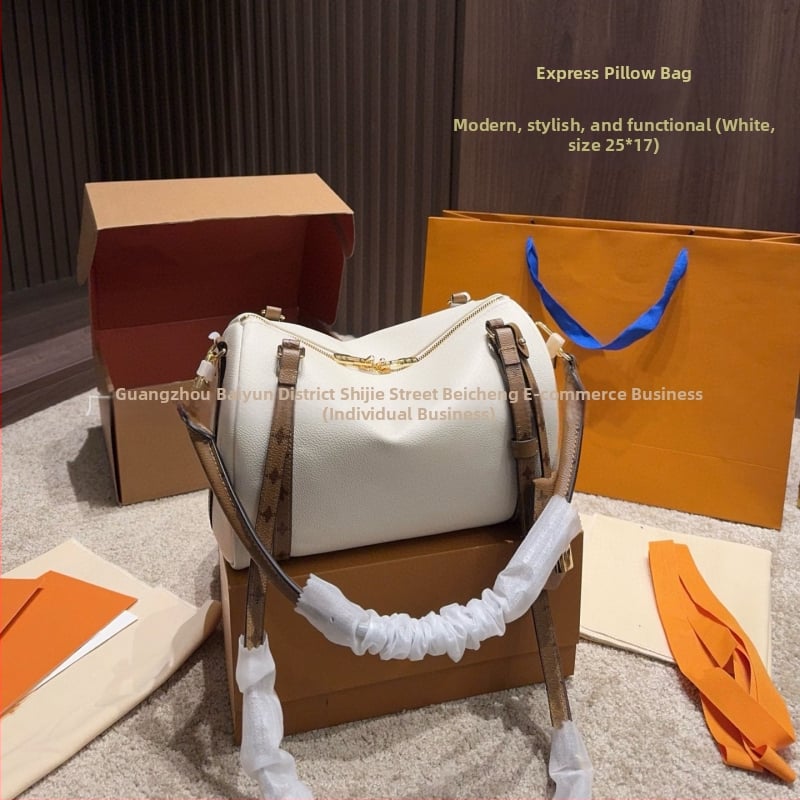 Geantă pentru femei Boston din piele naturală, model nou 2026, vintage, cu capacitate mare, versatilă pentru crossbody și poșetă, în formă de pernă