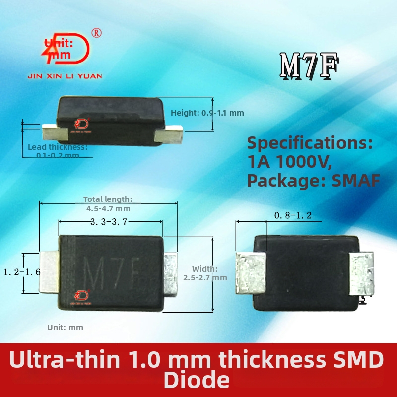 Dióda M7/M7F, ultratenká 1,0 mm, puzdro SMAF, 1 A, 1000 V, VF < 1,0 V, IR < 3 mA