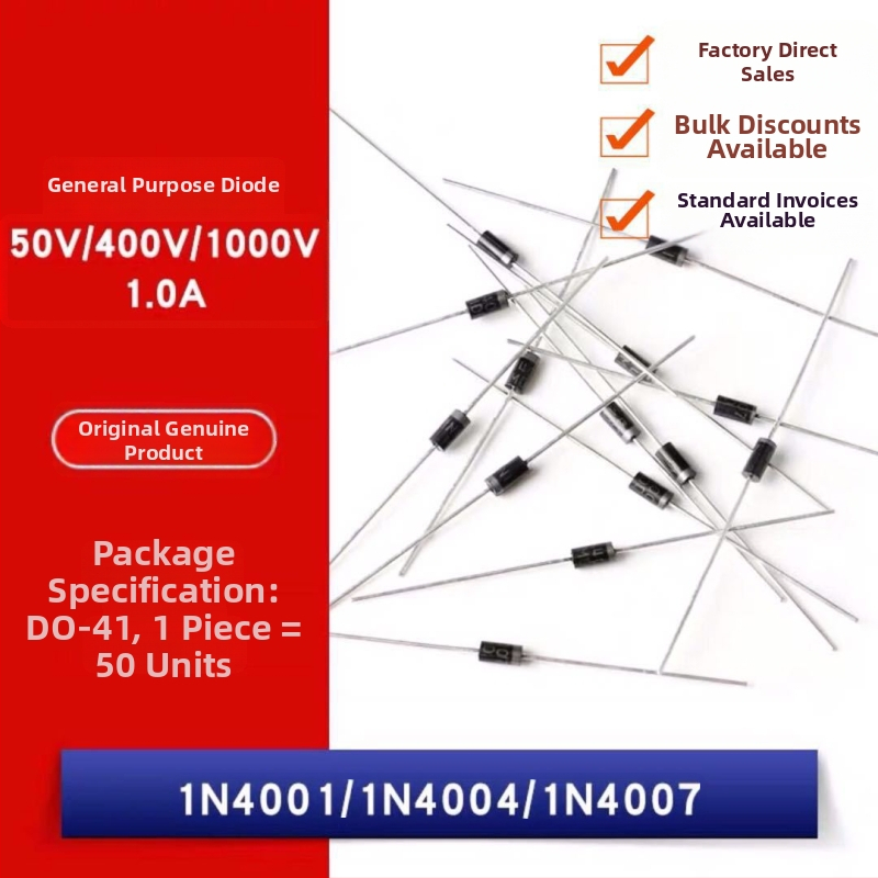 Usmerňovacia dióda 1N4007, priechodný otvor, vývod 45 mm, stabilná kvalita