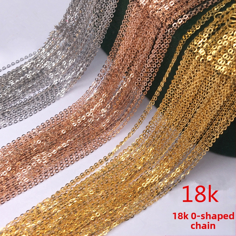 18K pozlátená retiazka v tvare O a L zo striebra S925, náhrdelník s kľúčnou kosťou, vlastnými rukami