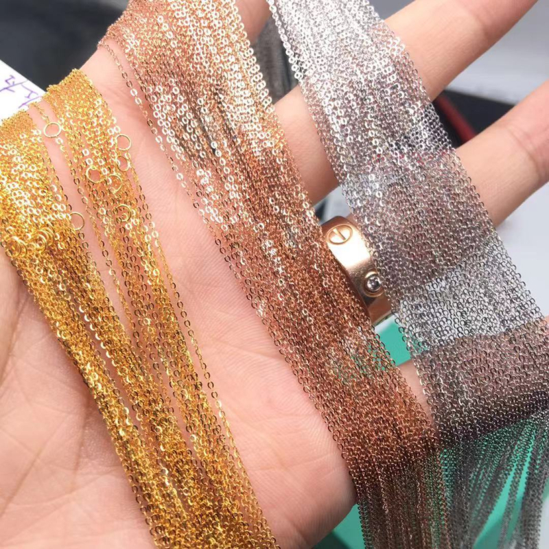 Lanț în formă de O și în formă de L, placat cu aur 18K, argint S925, colier claviculă DIY