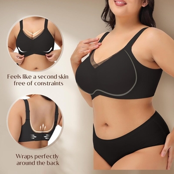 Sutien fără cusături, fără sârmă, cupă completă, suport confortabil, anti-alunecare, bretele late, plus size