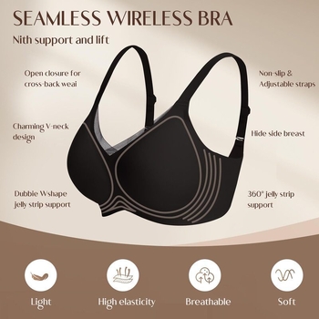 Sutien fără cusături, fără sârmă, cupă completă, suport confortabil, anti-alunecare, bretele late, plus size