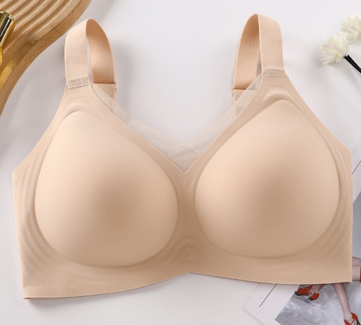 Sutien fără cusături, fără sârmă, cupă completă, suport confortabil, anti-alunecare, bretele late, plus size
