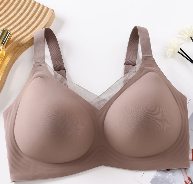 Sutien fără cusături, fără sârmă, cupă completă, suport confortabil, anti-alunecare, bretele late, plus size