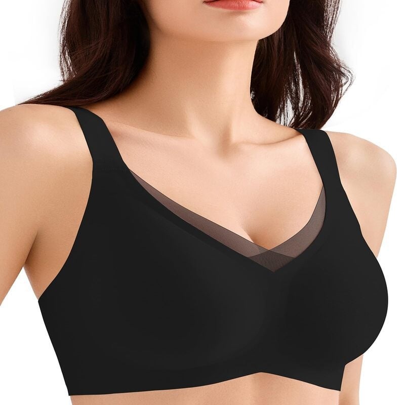 Sutien fără cusături, fără sârmă, cupă completă, suport confortabil, anti-alunecare, bretele late, plus size
