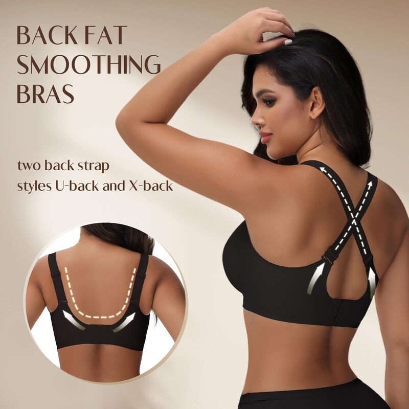 Sutien fără cusături, fără sârmă, cupă completă, suport confortabil, anti-alunecare, bretele late, plus size