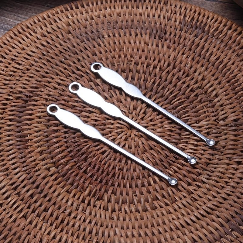Lingură pentru urechi din oțel inoxidabil, pentru uz casnic, pentru adulți și copii, vârf subțire cu cap rotund, cutie metalică de depozitare