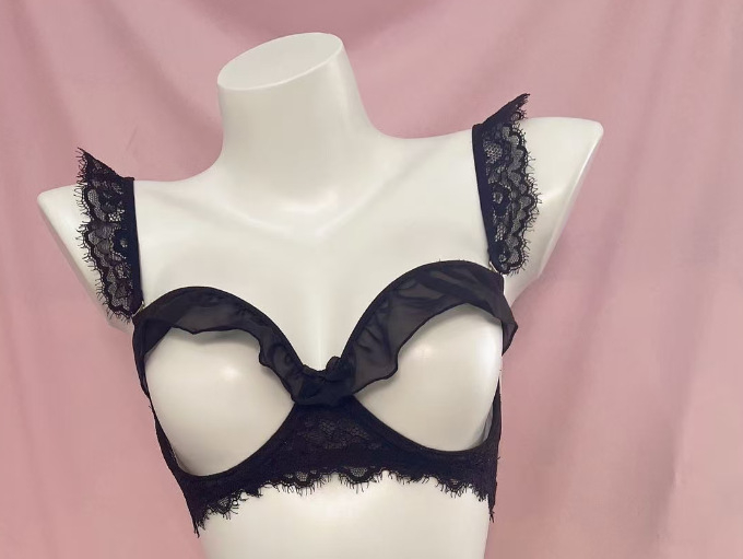 Sutien din dantelă cu push-up, cupe întărite, purtare în două moduri, lenjerie sexy, mărime mare