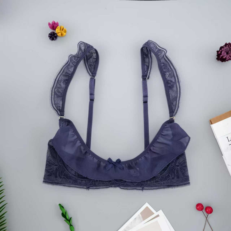 Sutien din dantelă cu push-up, cupe întărite, purtare în două moduri, lenjerie sexy, mărime mare