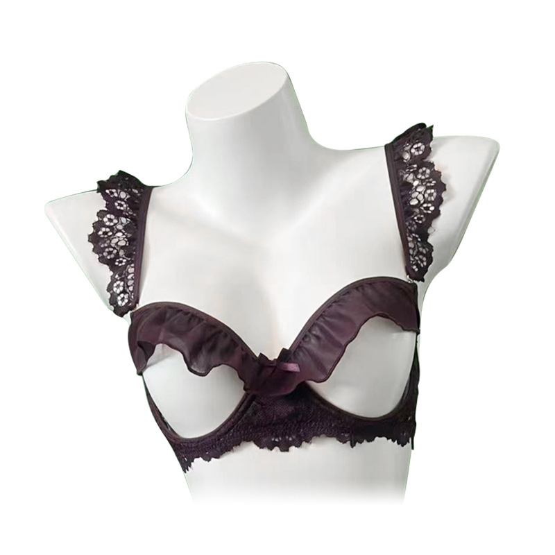 Sutien din dantelă cu push-up, cupe întărite, purtare în două moduri, lenjerie sexy, mărime mare