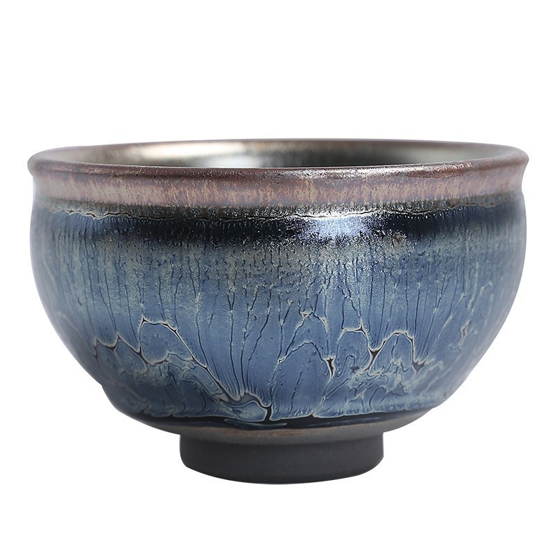 Ceșcuță ceramică pentru ceai cu lotus albastru, pentru ceremonia ceaiului
