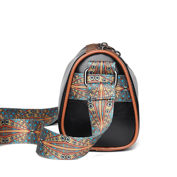Geantă Boston vintage pentru femei, textură, curea lată, capacitate mare, crossbody