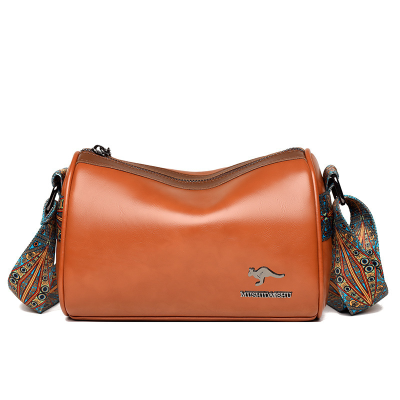 Geantă Boston vintage pentru femei, textură, curea lată, capacitate mare, crossbody