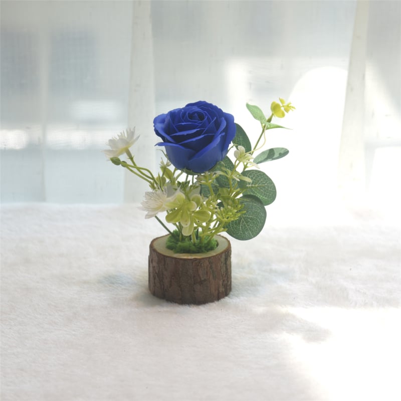 127 Trandafir artificial verde Bonsai – plantă de interior decorativă, floare din plastic în ghiveci
