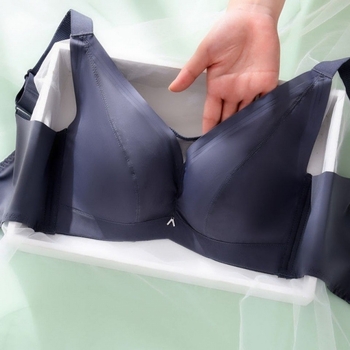 Sutien anti-cădere cu inel metalic, cupe netede din latex, model subțire, cupă completă pentru sâni mari, mărime plus