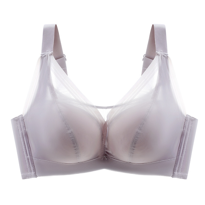 Sutien anti-cădere cu inel metalic, cupe netede din latex, model subțire, cupă completă pentru sâni mari, mărime plus